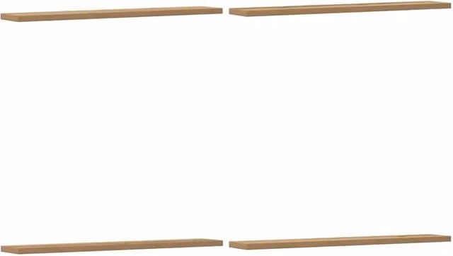 Berkfield Home Artisan Oak Wall Shelves, 4 Piece Brown Engineered Wood, W: 60 cm, D: 20 cm, H: 1.5 cm