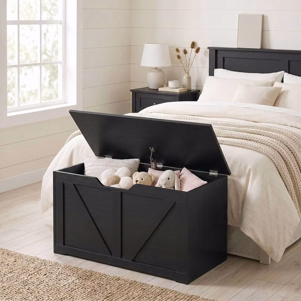 STILVORA Black Storage Box with Safety Hinge and Seat Top – 2