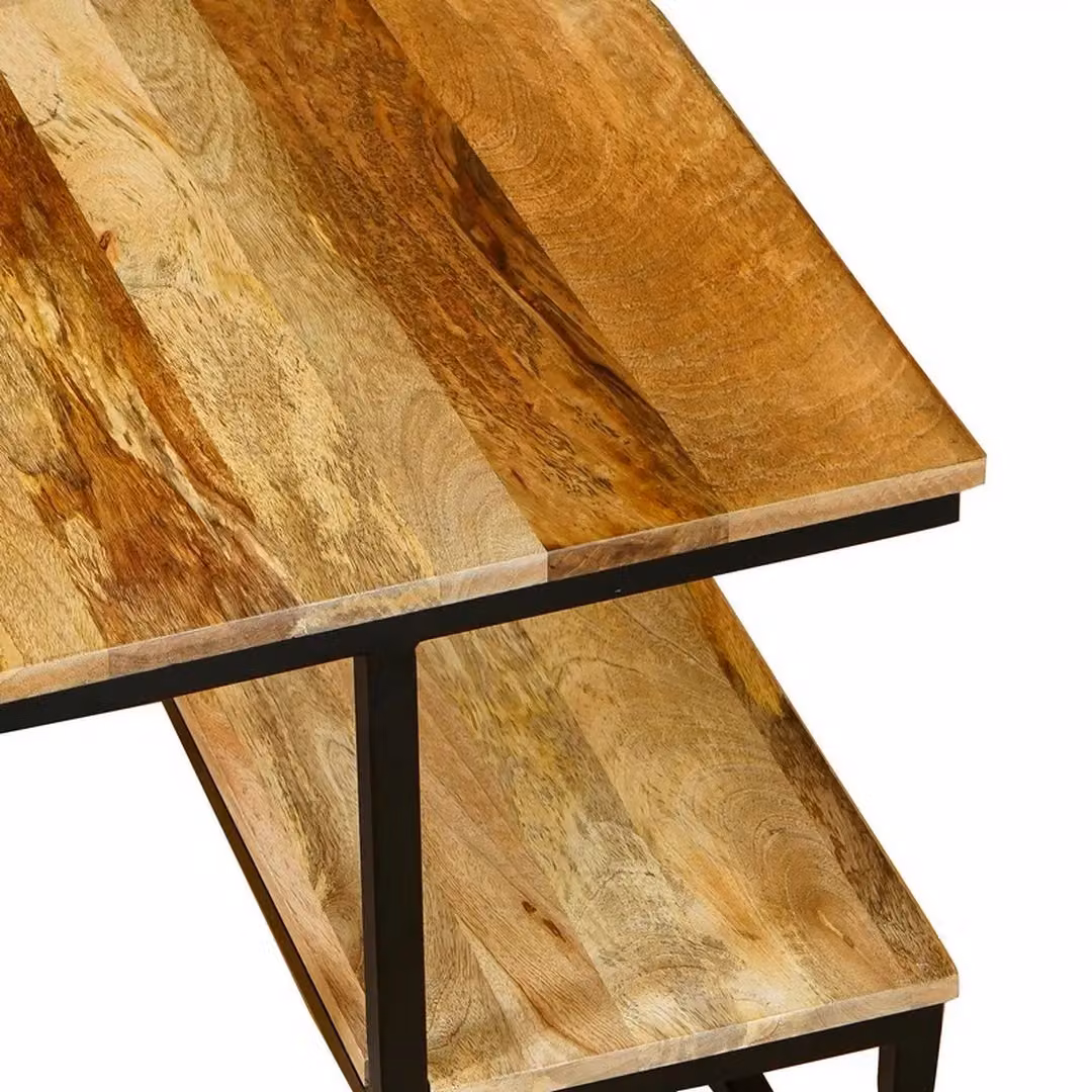 Jaipur Furniture Ltd Ravi Side Table in Brown Mango Wood and Black Metal, W/D/H: 50 x 50 x 50 cm – 3