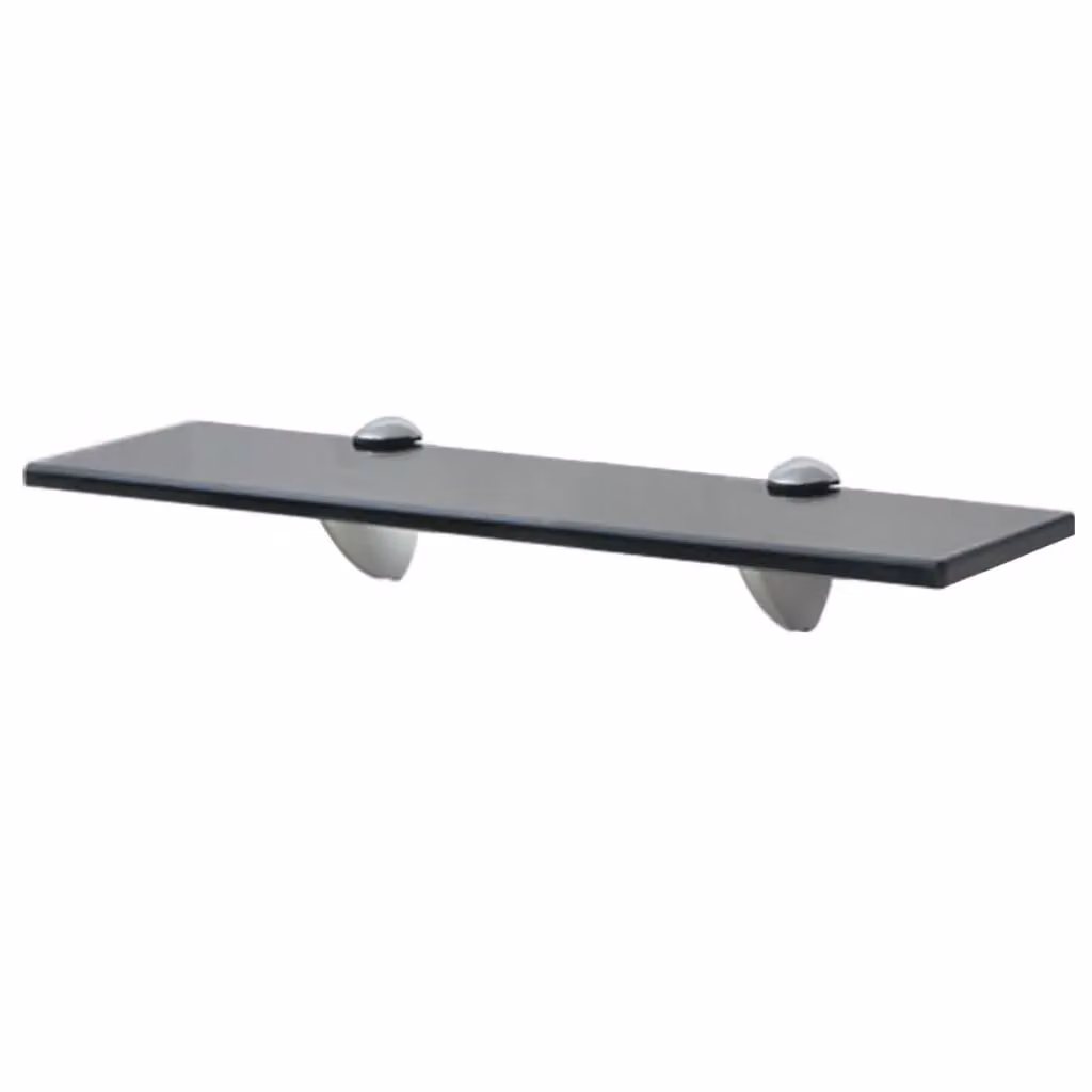 Berkfield Home Black Glass Floating Shelves, 2 Pack, W: 40 cm, D: 10 cm – 2