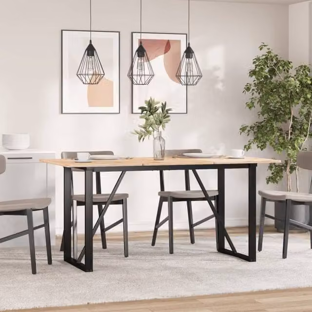 Berkfield Home O-Frame Dining Table Legs in Matt Black Steel, W/D/H: 120 x 60 x 73 cm – 1