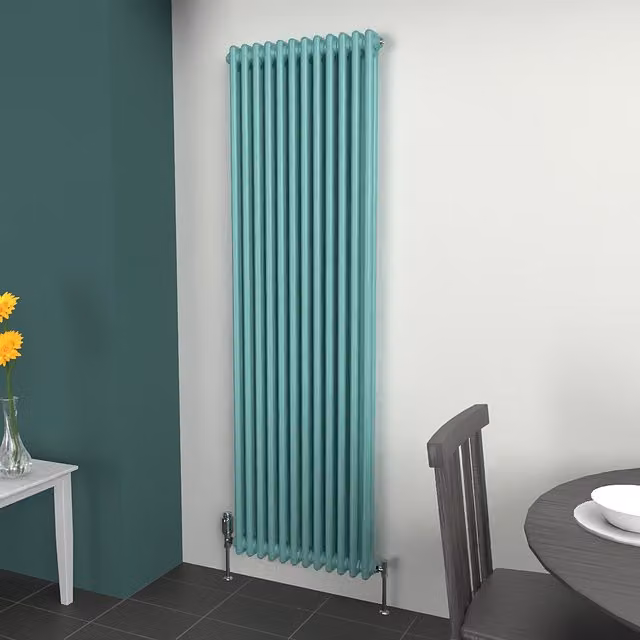 Lux Heat Vertical Coloured Column Radiator in Light Aqua Green, H 180 cm x W 56 cm