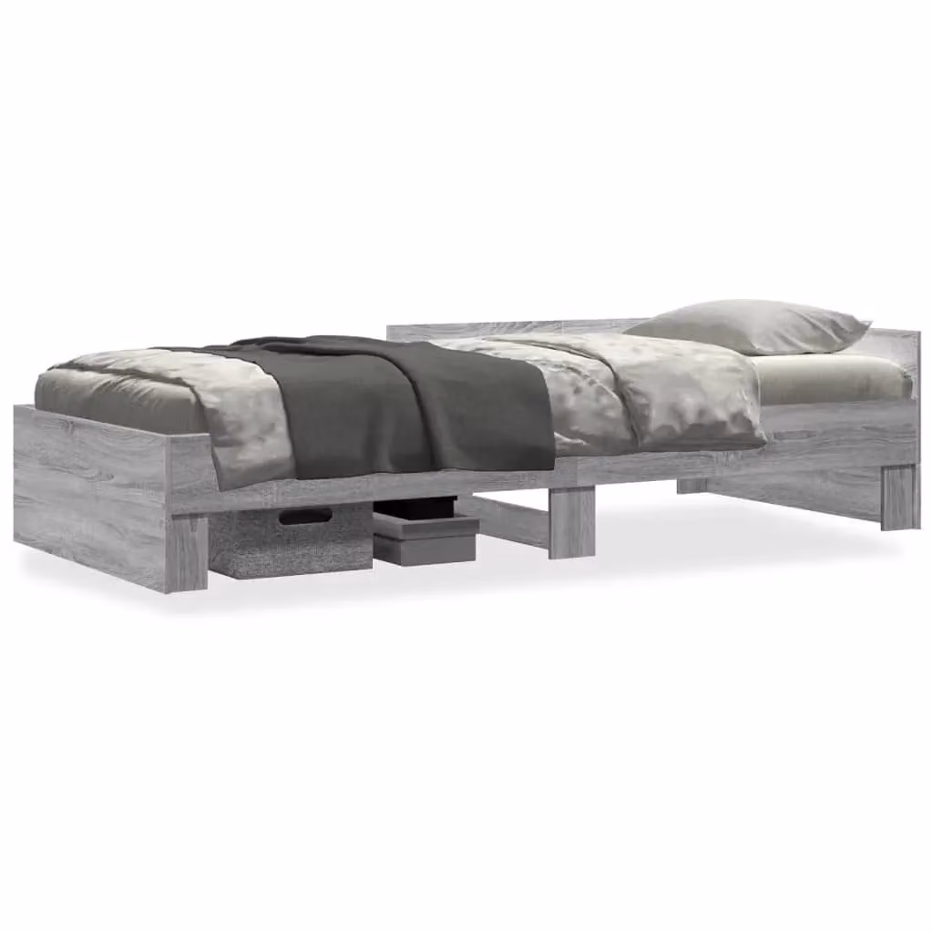 Berkfield Home Small Single Bed Frame in Grey Sonoma Engineered Wood W/D/H: 75 x 190 cm – 2