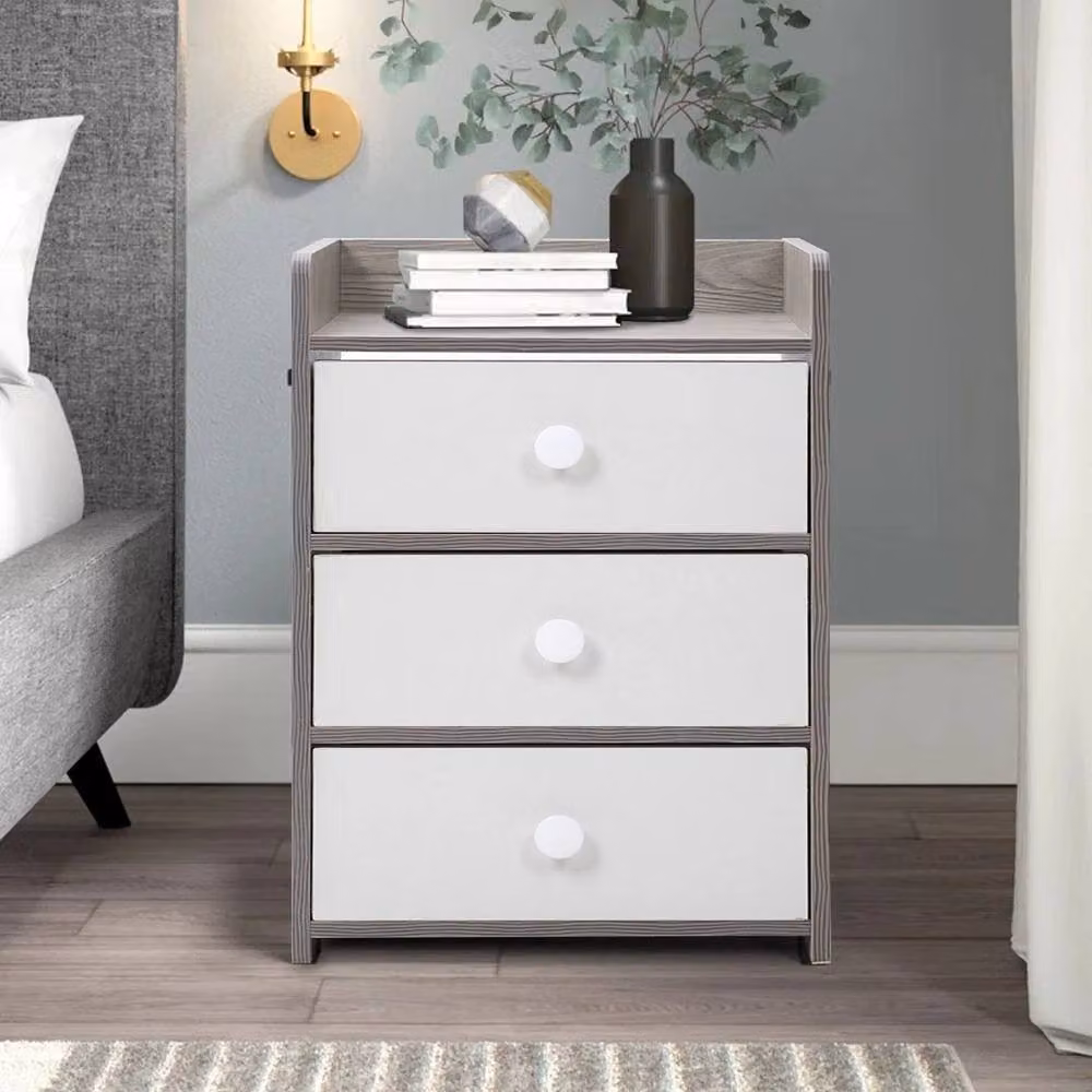 FORGEVIO Classic 3 Drawer Bedside Cabinet in Grey – 3