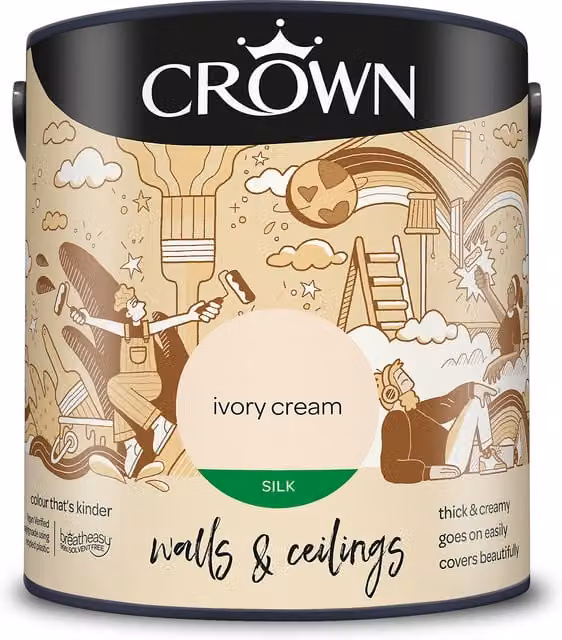 Crown Walls and Ceilings Silk Emulsion in Beige, 2.5l