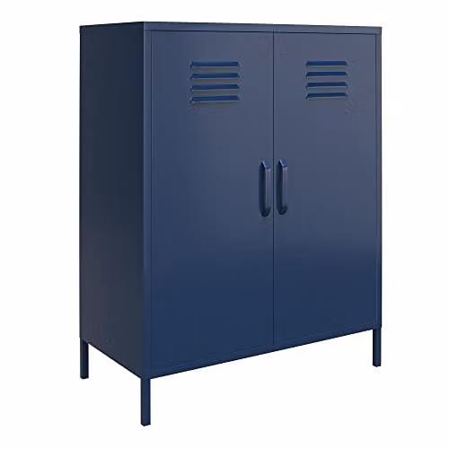 DHP Furniture Bradford 2 Door Metal Storage Cabinet, Blue, W/D/H: 101.5 x 40.0 x 80.0 cm