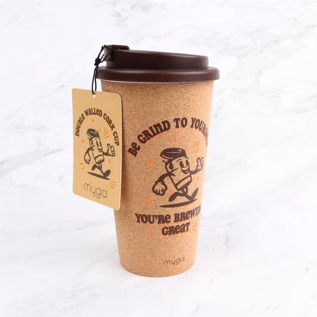 Myga Double Walled Cork Mug in Brown