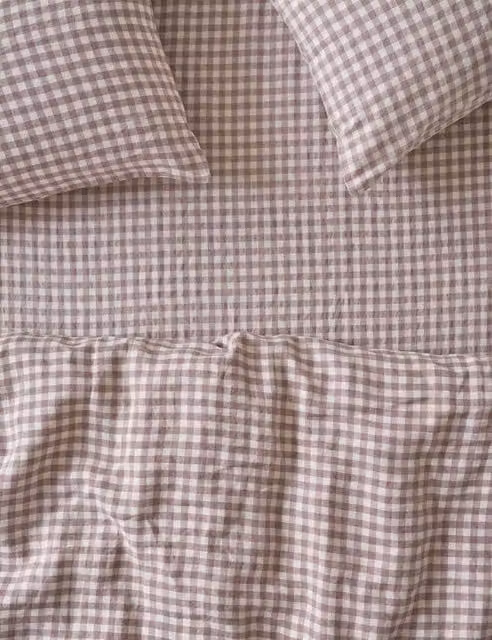 Piglet In Bed Linen Rich Gingham Checked Fitted Sheet, Pink Mix, W: 180 cm x L: 200 cm