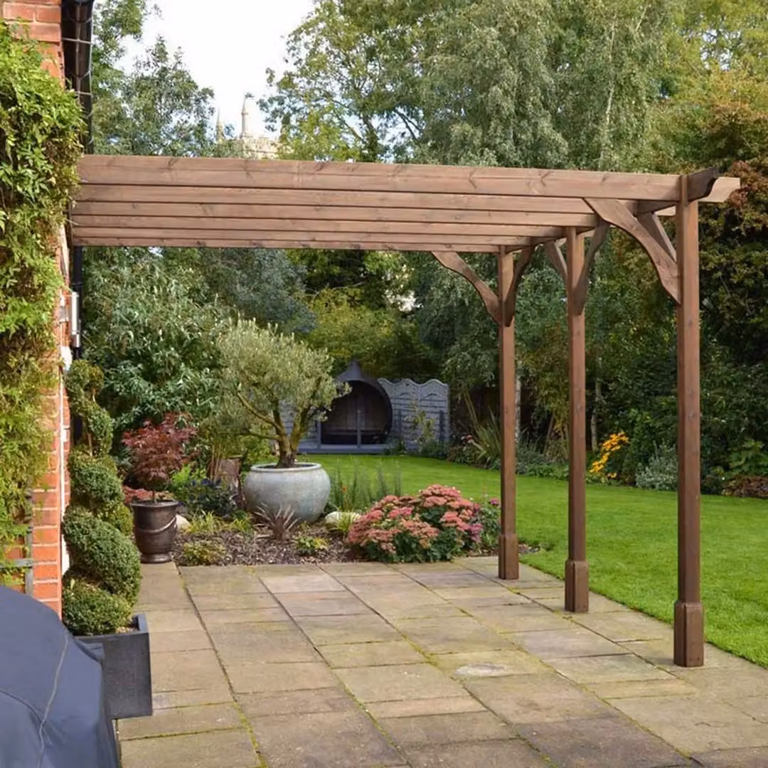 Rutland County Garden Furniture Ltd Wall Mounted Premium Lean-to Pergola, Brown, W: 660 cm, D: 420 cm, H: 270 cm – 2