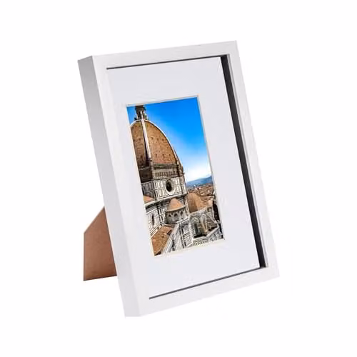 Nicola Spring White Rectangular 3D Shadow Box Frame with Black Mount, A4 Size – 1