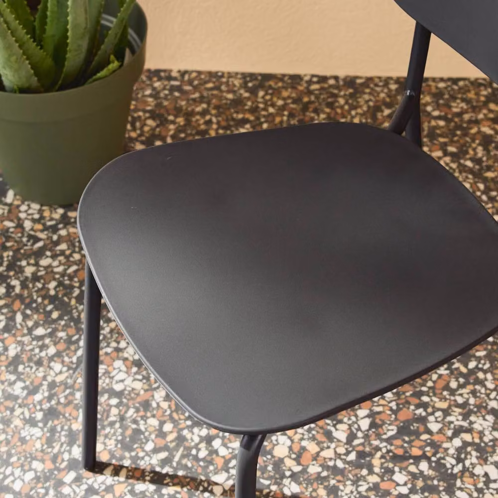 Sweekeet Set of 2 Stackable Modern Garden Chairs in Anthracite Grey, Made of Powder Coated Steel and Plastic – 3