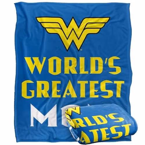 LOGOVISION Wonder Woman Worlds Greatest Mom Silky Touch Super Soft Fleece Throw Blanket, Multicolour, W/H: 127 x 152.4 cm