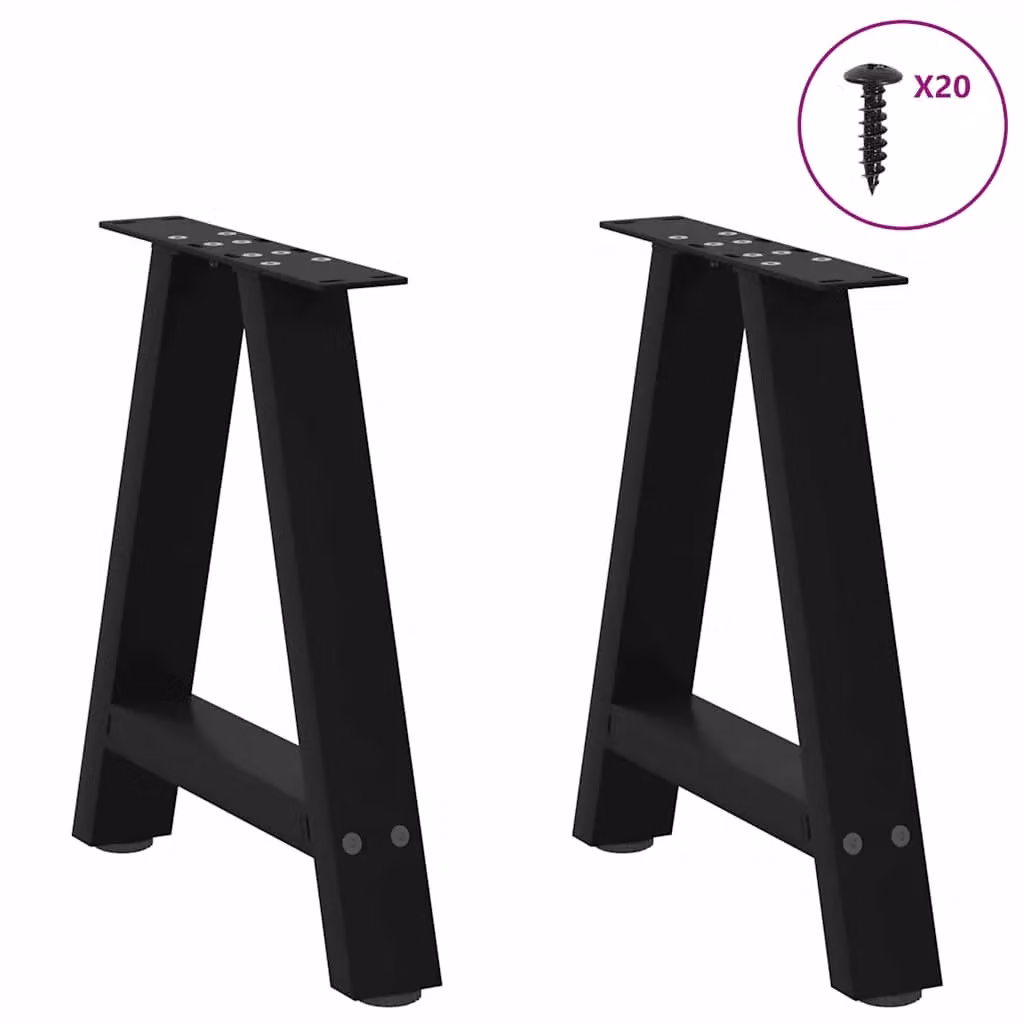 Berkfield Home A-Shaped Coffee Table Legs, 2 Pieces, Black Steel, W: 50 cm, H: 43 cm – 2