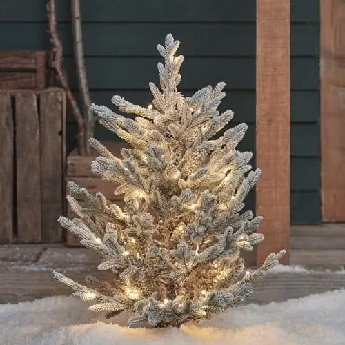 Lights4fun Dual Colour LED Snowy Christmas Tree Stake, Multicolour and White, Height: 91.44 cm – 1