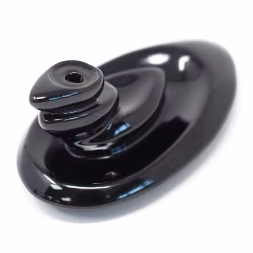 KDMD Back Flow Incense Burner in Black Ceramic with Small Pebbles