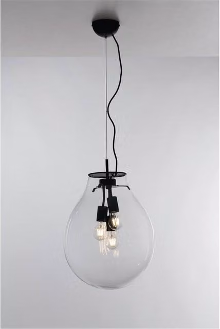 Netlighting Azuma Globe Ceiling Pendant in Black with Transparent Glass Sphere and E27 Fitting