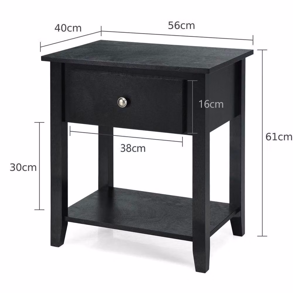 KORVIXA Black Vintage Accent Side Table with 1 Drawer – 2