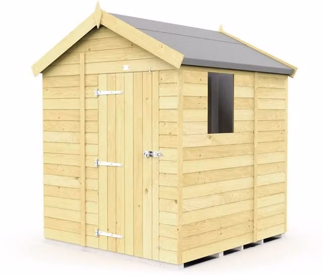 Buttercup Farm Apex Wooden Garden Shed with Single Door and Windows in Brown, W/D/H: 175 x 158 x 217 cm