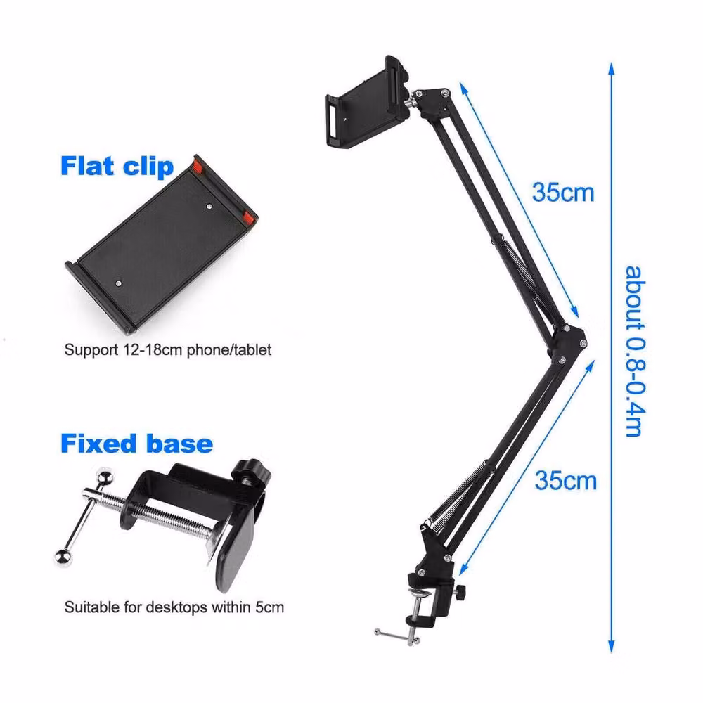 NESTLUNE 360 Degree Flexible Long Arm Tablet Stand Mount in Black – 2