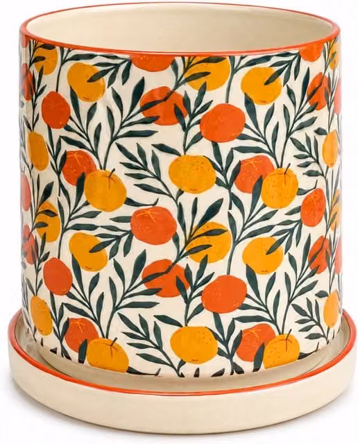 The British Gardening Company Orangery Design Ceramic Indoor Plant Pot, Multicolour, Diameter: 14 cm – 1