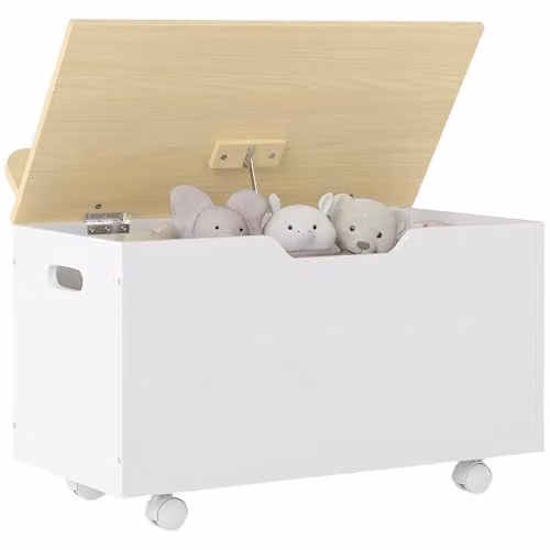 AIYAPLAY Toy Box for Children with Castors, White, W/D/H: 53 x 30 x 30 cm