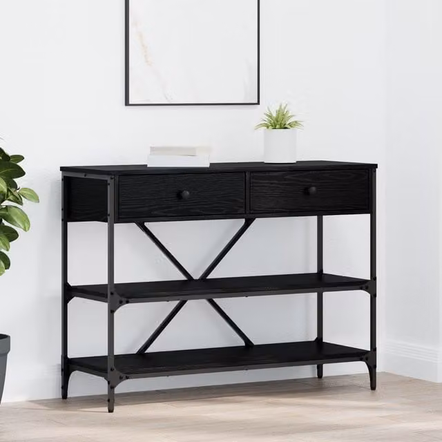 Berkfield Home Black Oak Console Table, W/D/H: 100 x 34.5 x 75 cm – 1