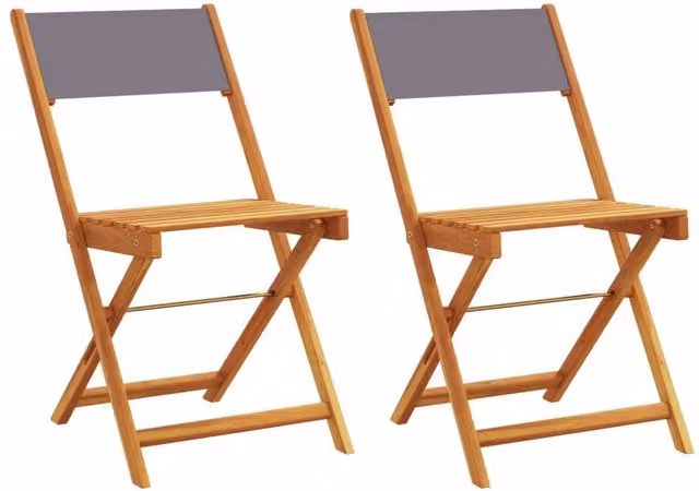 Berkfield Home Bistro Chairs Set of 2 in Anthracite Acacia Wood and Fabric