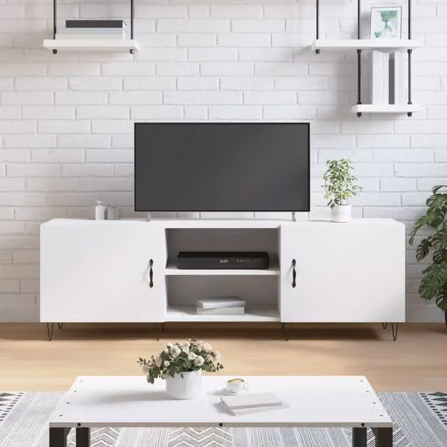 Berkfield Home Modern White TV Cabinet W: 150 cm, D: 30 cm, H: 50 cm – 1