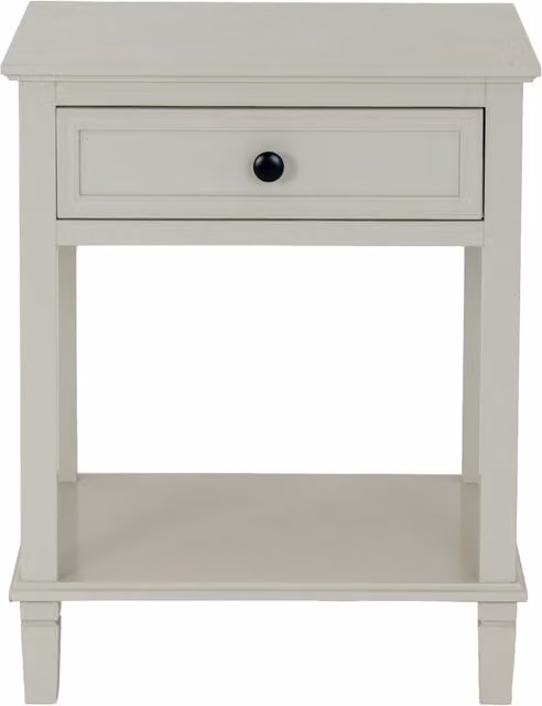 KDMK Belmont Collection One Drawer Side Table in White Lacquered Wood