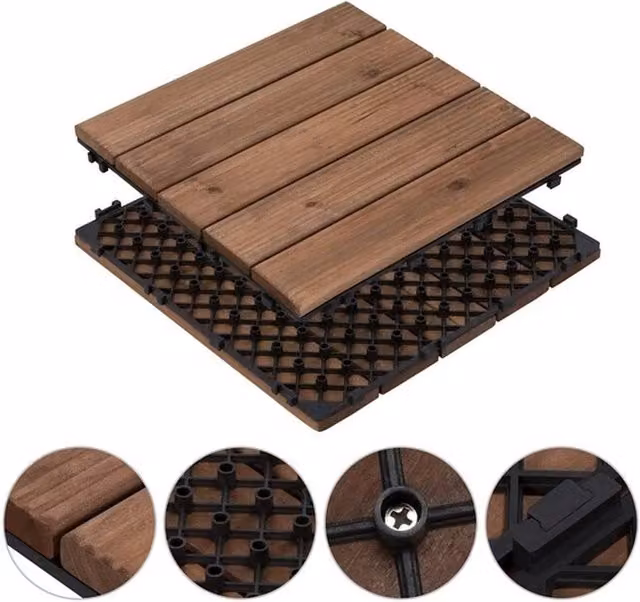 KORVIXA Brown Rustic Fir Wood Flooring Tiles, Pack of 27, W: 520 mm, L: 10000 mm – 1