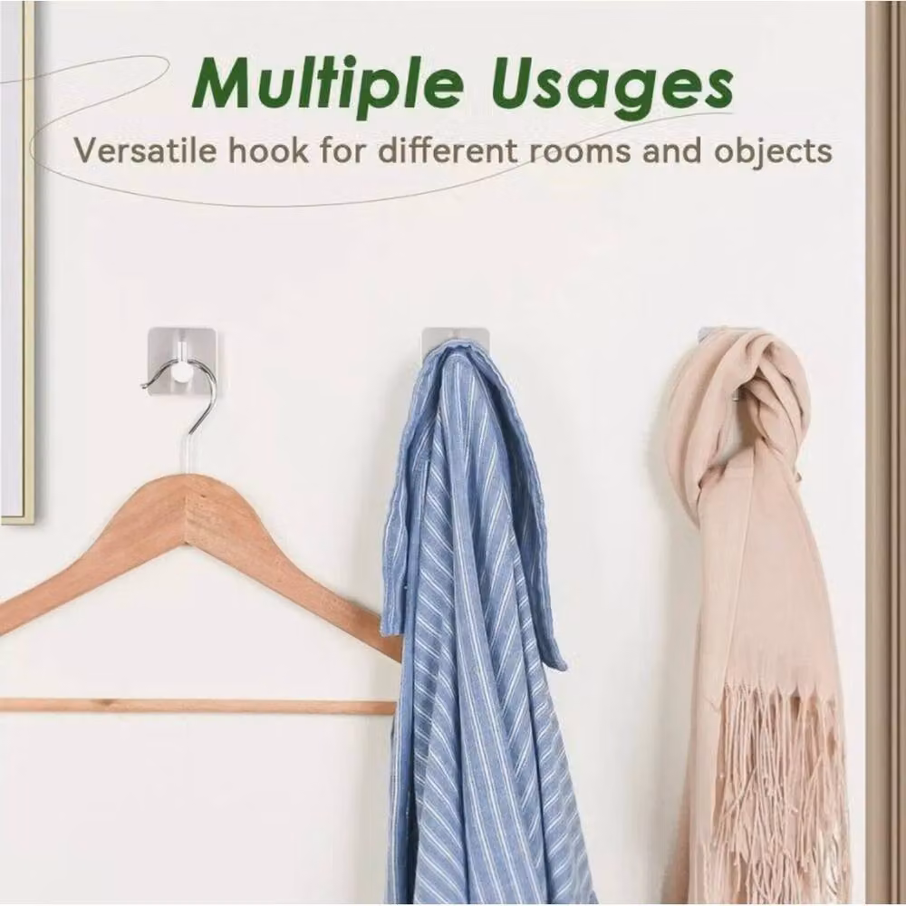Kelvenix 4-Piece Self-Adhesive Stainless Steel Wall and Door Hooks in Silver, Length: 60 mm – 2