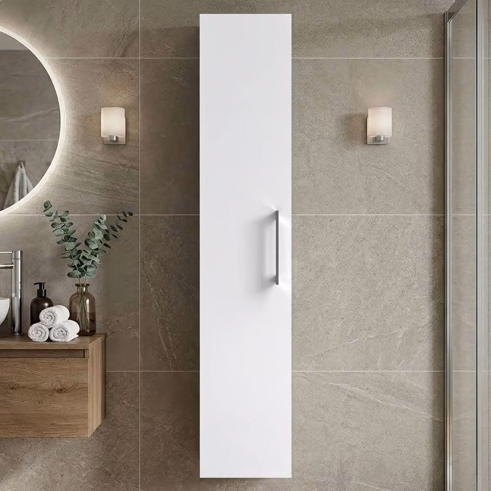 Balterley Bramshall Modern Wall Hung Tall Bathroom Unit, Gloss White, W: 30 cm – 2
