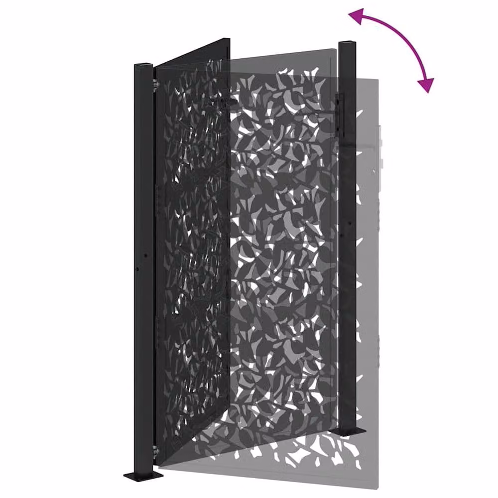 Berkfield Home Beautiful Garden Gate in Black Steel, W: 105 cm, H: 155 cm – 5