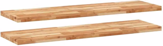 Berkfield Home Set of 2 Floating Acacia Wood Shelves, Brown Oil Finished, W: 140 cm, D: 40 cm, H: 4 cm