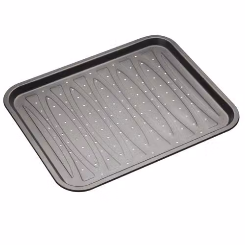 MasterClass Non-Stick Carbon Steel Rectangular Baking Sheet, Grey/Silver, W: 39 cm x D: 32 cm x H: 1 cm – 1