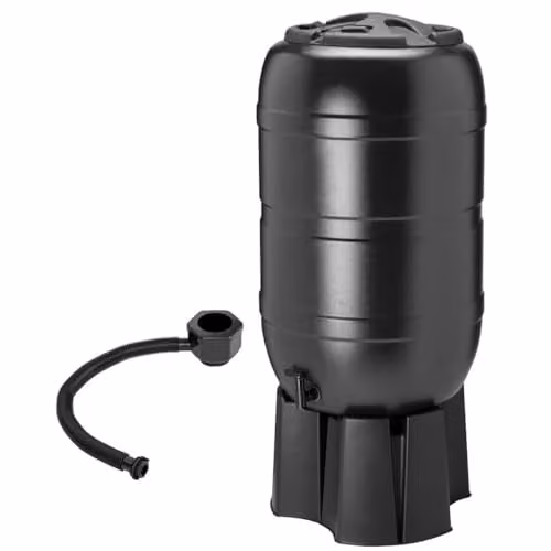 Charles Bentley 210 l Black Plastic Rain Barrel Set with Stand and Tap, H 97 x W 57 x D 57 cm