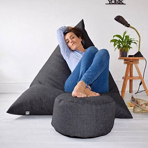 rucomfy Beanbags Barley Humbug Large Bean Bag Lounger in Charcoal, W/D/H: 90 x 140 x 116 cm – 2