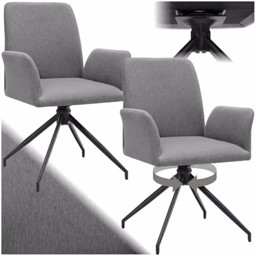tectake Set of 2 Daya Swivel Dining Chairs in Anthracite Grey
