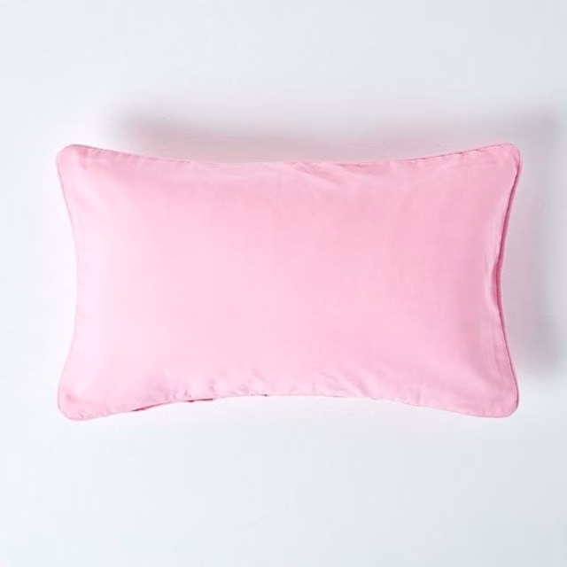 Homescapes Plain Cotton Cushion Cover, Pink, W: 50 cm x H: 50 cm