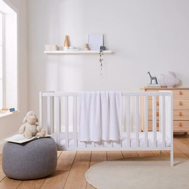 Martex White Cotton Cellular Baby Blanket