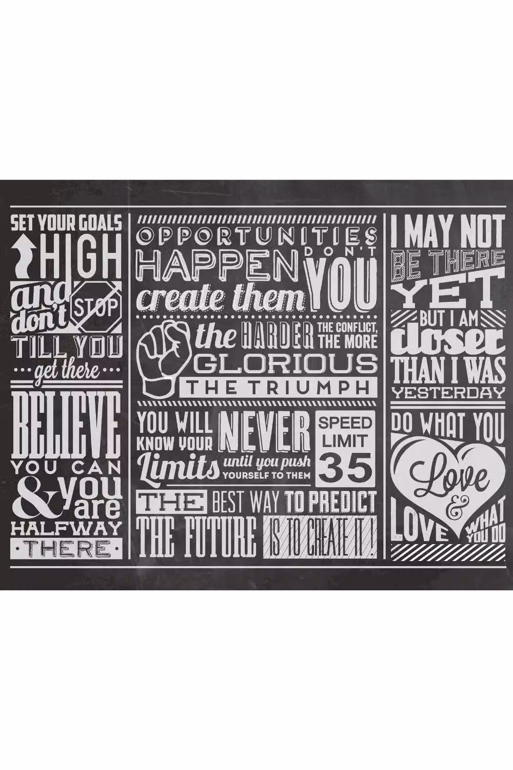 Origin Murals Chalk Quotes Wall Mural in Black, W: 300 cm, H: 240 cm – 2