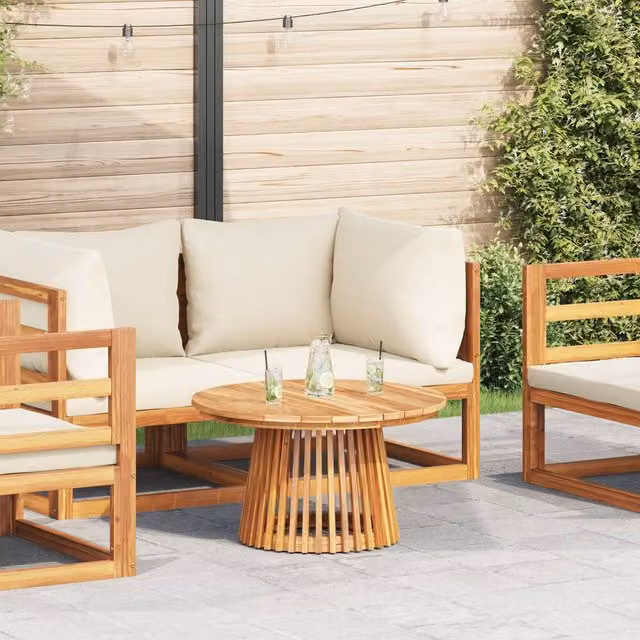 Berkfield Home Modern Teak Wood Garden Coffee Table in Brown, W: 70 cm, D: 40 cm