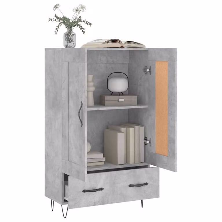 Berkfield Home Industrial Highboard in Concrete Grey, W/D/H: 69.5 x 31 x 115 cm
