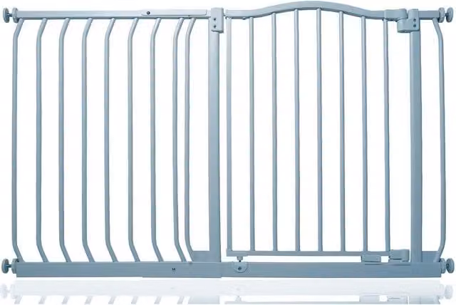 Safetots Curved Top Safety Gate in Matt Grey, Extendable and No-Drill Swing Door for Doors and Stairs