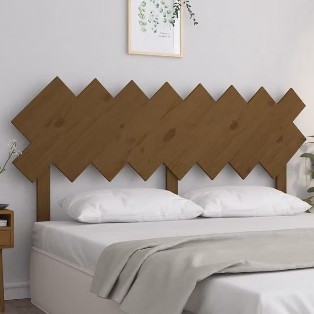 Berkfield Home Rustic Solid Wood Pine Bed Headboard, Honey Brown, W: 159.5 cm, D: 3 cm, H: 80.5 cm