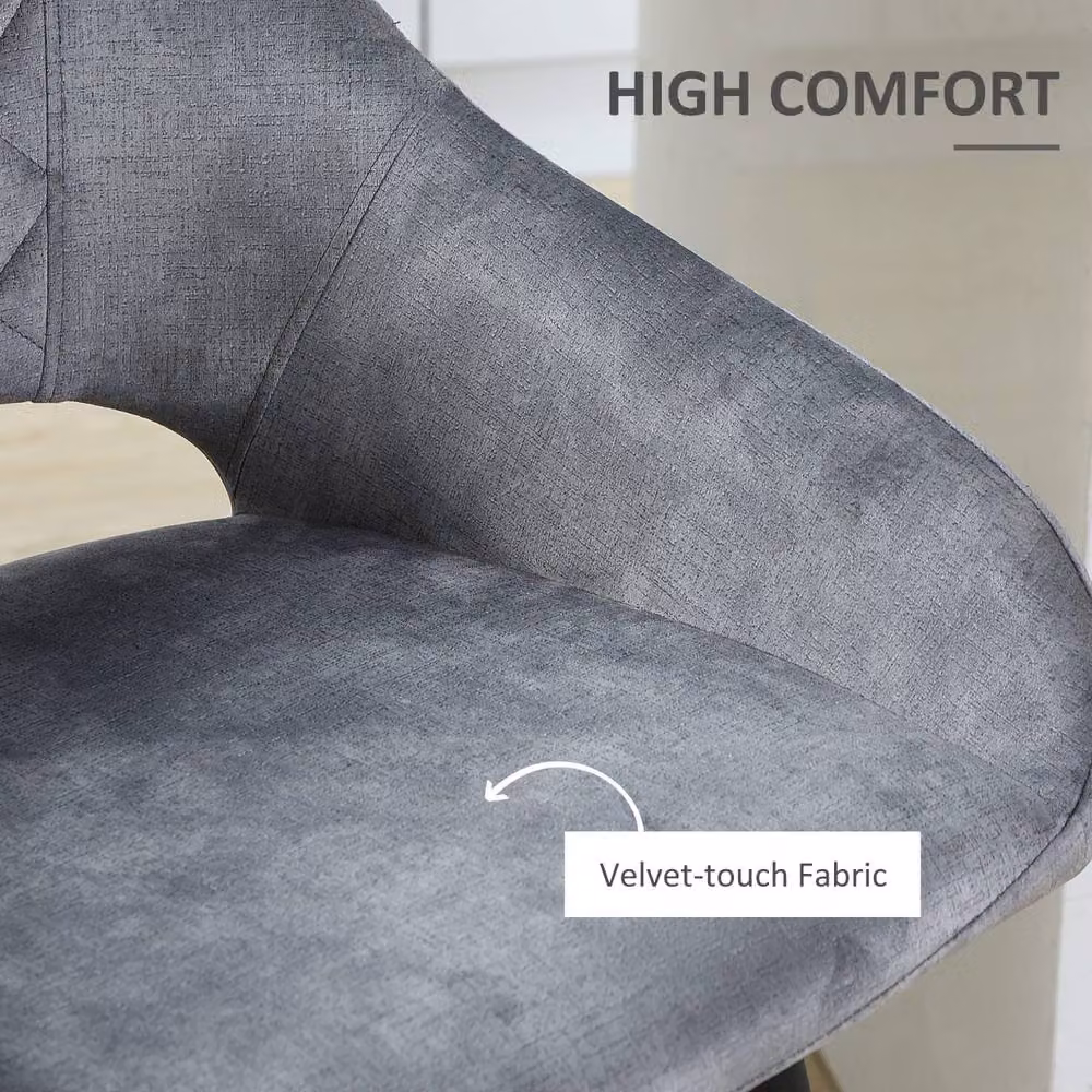 Wyld Haus Zire Set of 2 Grey Velvet Counter Bar Stools with Metal Legs – 6