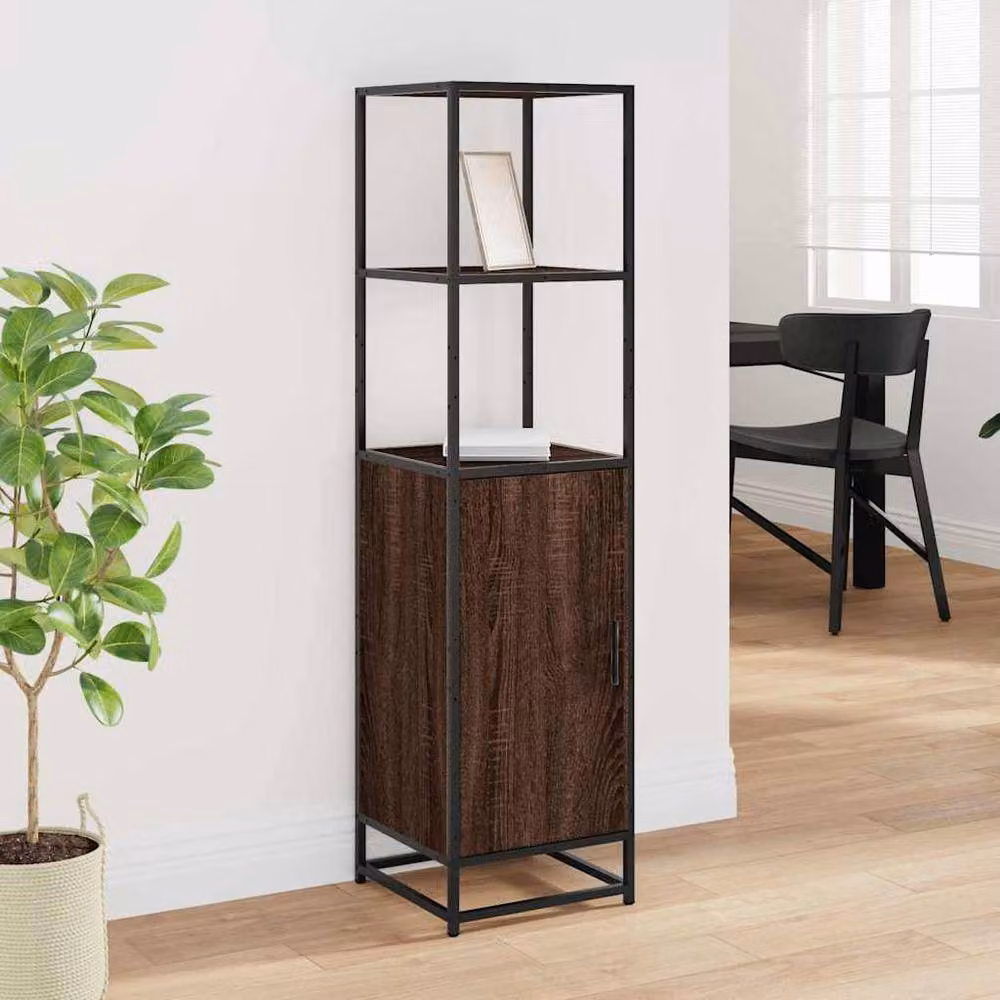 Berkfield Home Brown Oak Highboard with Metal Accents, W/D/H: 35.5 x 35.5 x 139 cm – 3