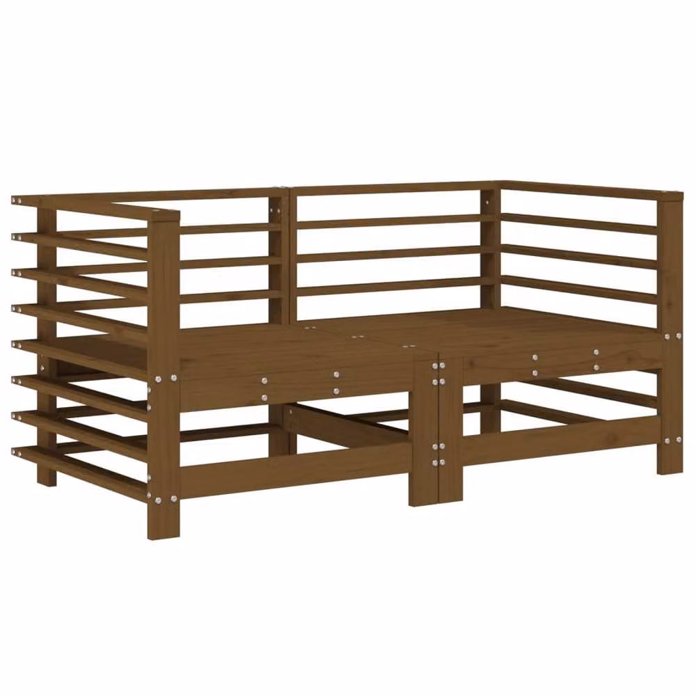 Berkfield Home Beautiful Garden Corner Sofa Set in Honey Brown Solid Pine Wood – 3