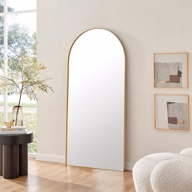 FurnitureboxUK Ottilie Arched Full Length Lean To Wall Mirror in Gold