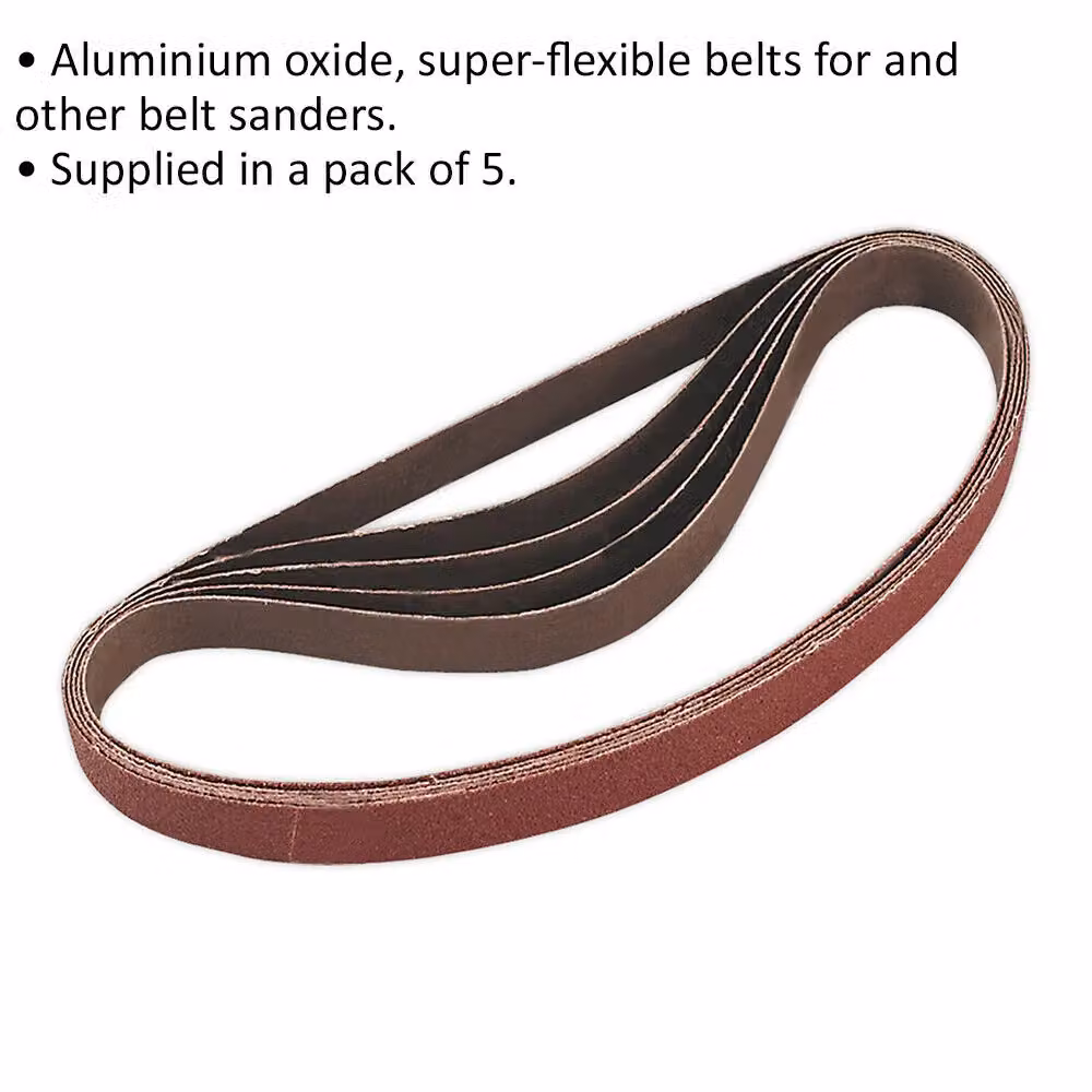 Loops 5 Pack 60 Grit Aluminium Oxide Slim Detail Sanding Belts, 20mm x 520mm – 2